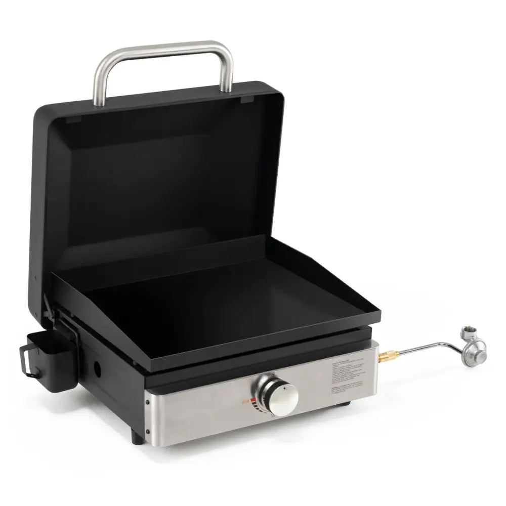 1-Burner Portable Gas Griddle with Lid Non-Stick Ceramic Griddle Plate-Black - Black - Outdoor Grills