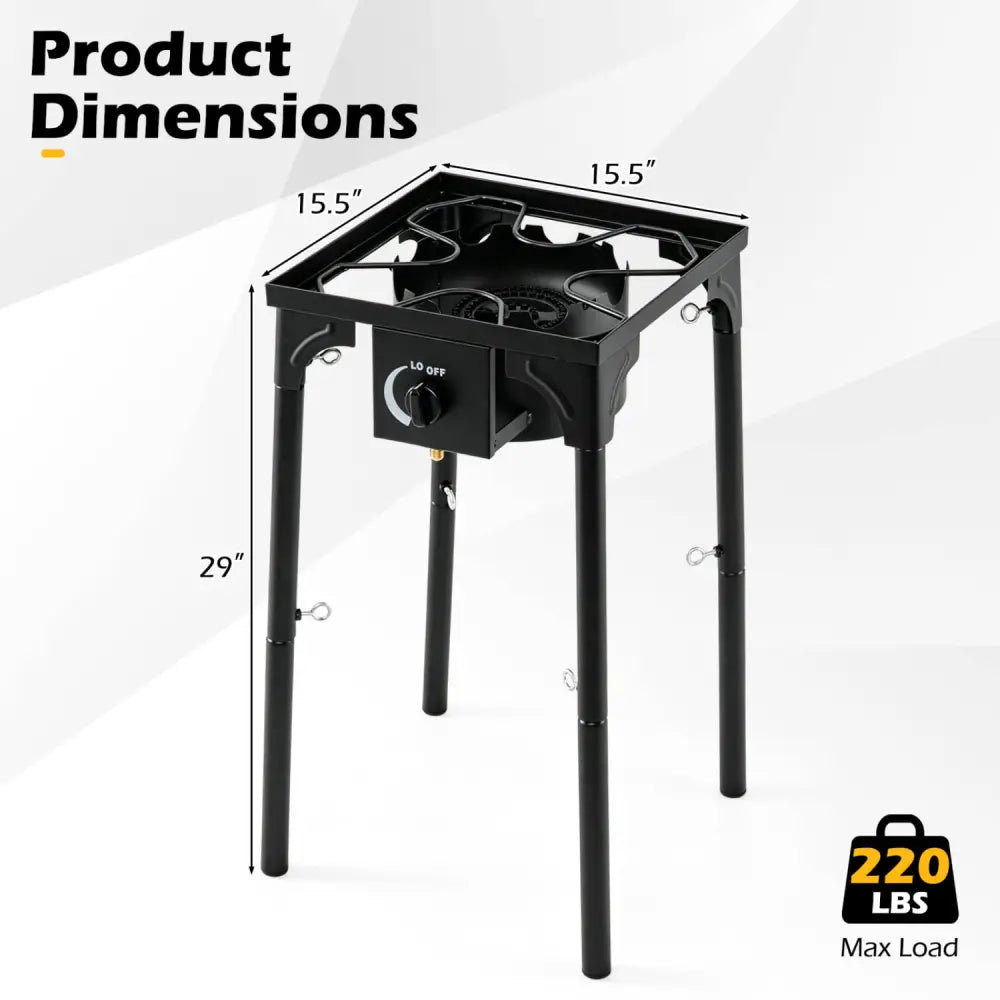 1 Burner Propane Stove 80000 BTU with Adjustable Regulator and Hose for Camping BBQ-Black - Black - Outdoor Grills