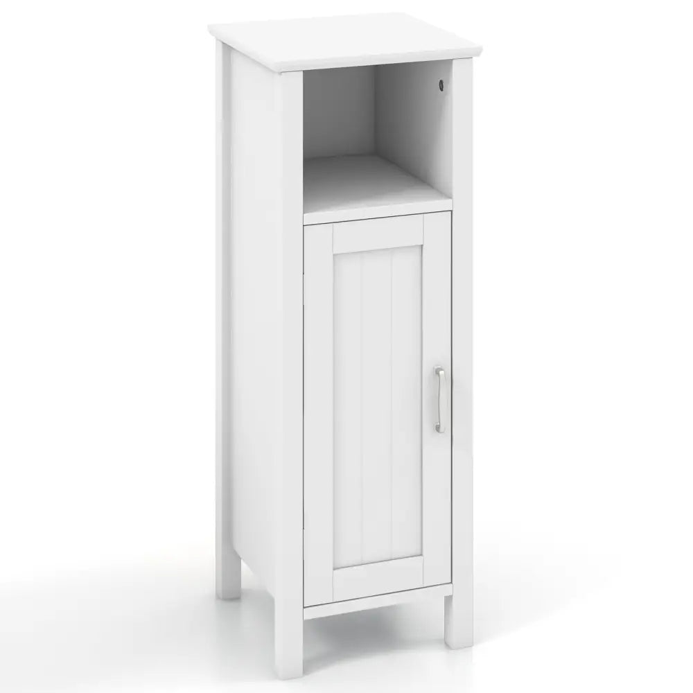1-Door Freestanding Bathroom Cabinet with Open Shelf - White - Floor Cabinets