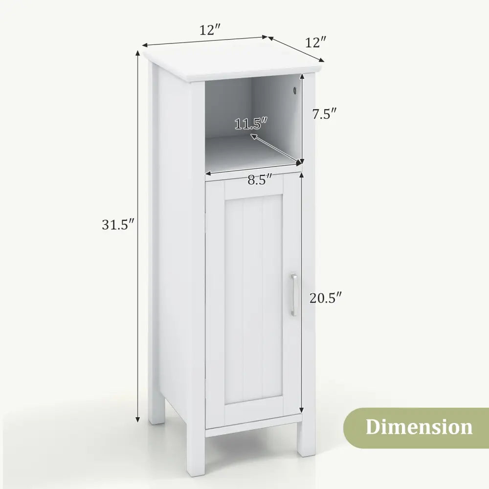1-Door Freestanding Bathroom Cabinet with Open Shelf - White - Floor Cabinets