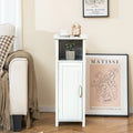 1-Door Freestanding Bathroom Cabinet with Open Shelf - White - Floor Cabinets