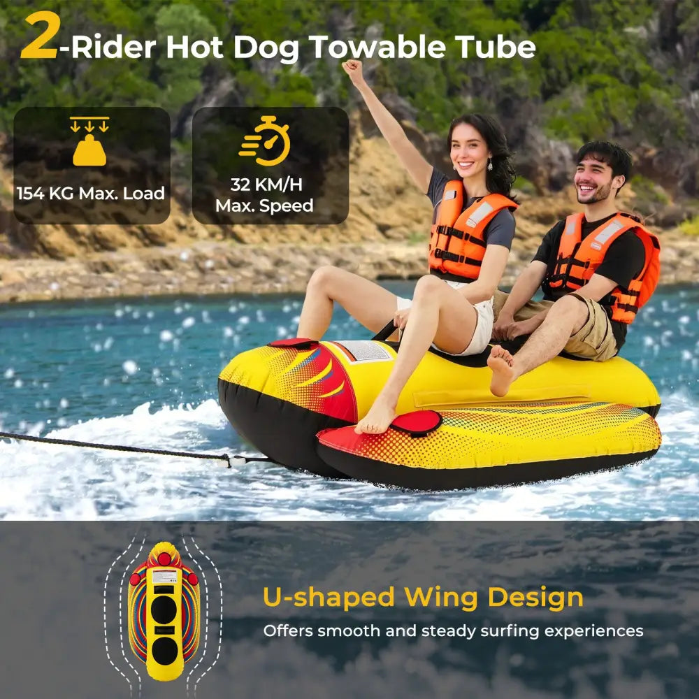 1 or 2 Person Inflatable Towable Tube Banana Boat for Boating - Water Sports