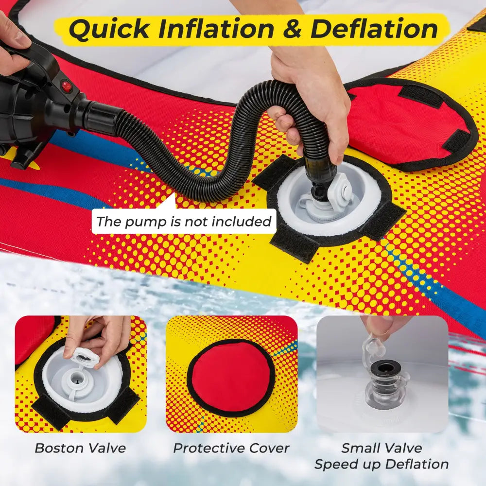 1 or 2 Person Inflatable Towable Tube for Boating with Drainage - Water Sports