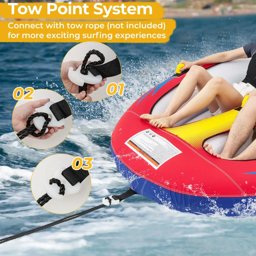 1 or 2 Person Inflatable Towable Tube for Boating with Drainage - Water Sports