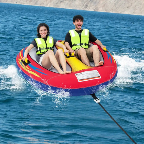 1 or 2 Person Inflatable Towable Tube for Boating with Drainage - Water Sports