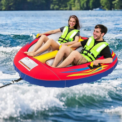 1 or 2 Person Inflatable Towable Tube for Boating with Drainage - Water Sports