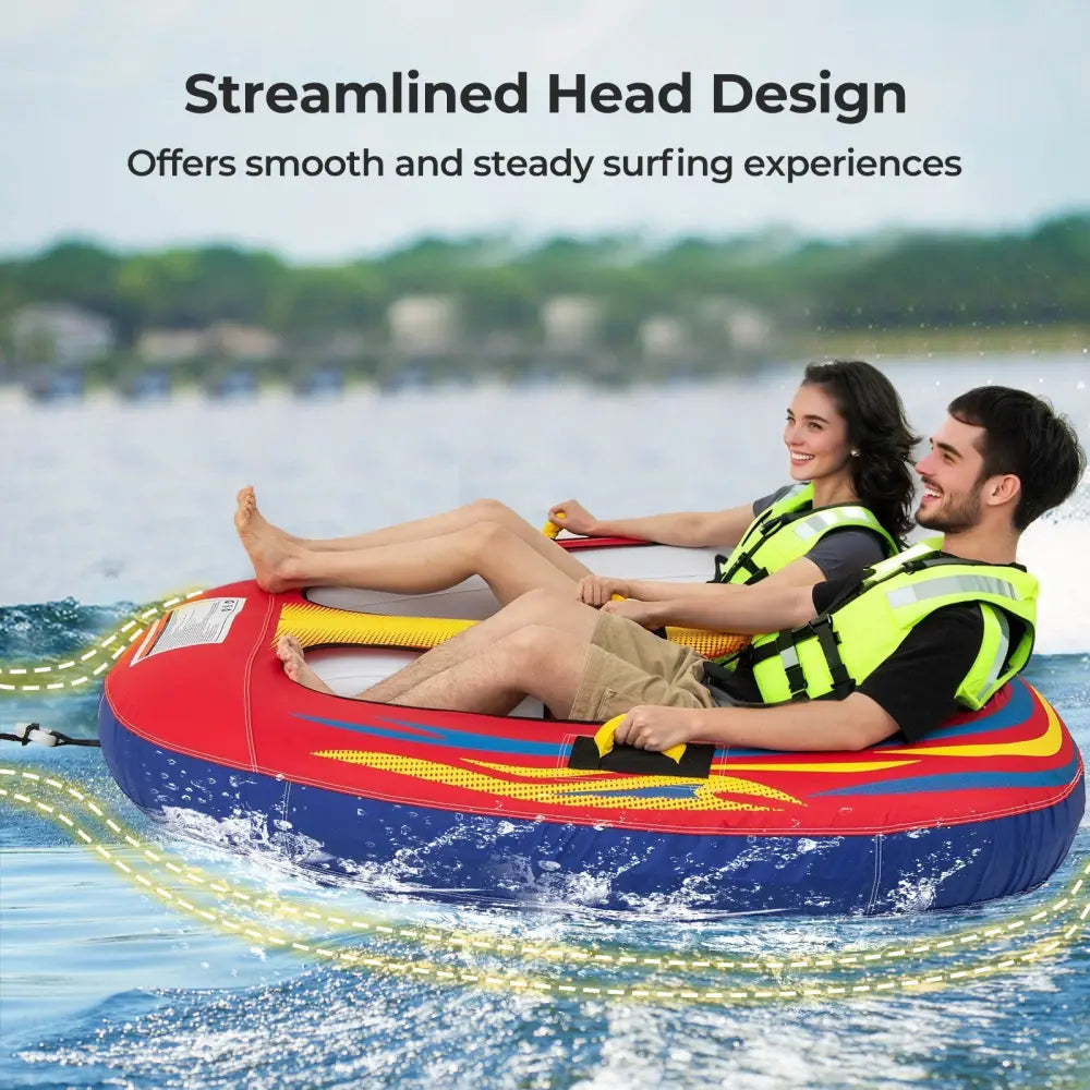 1 or 2 Person Inflatable Towable Tube for Boating with Drainage - Water Sports