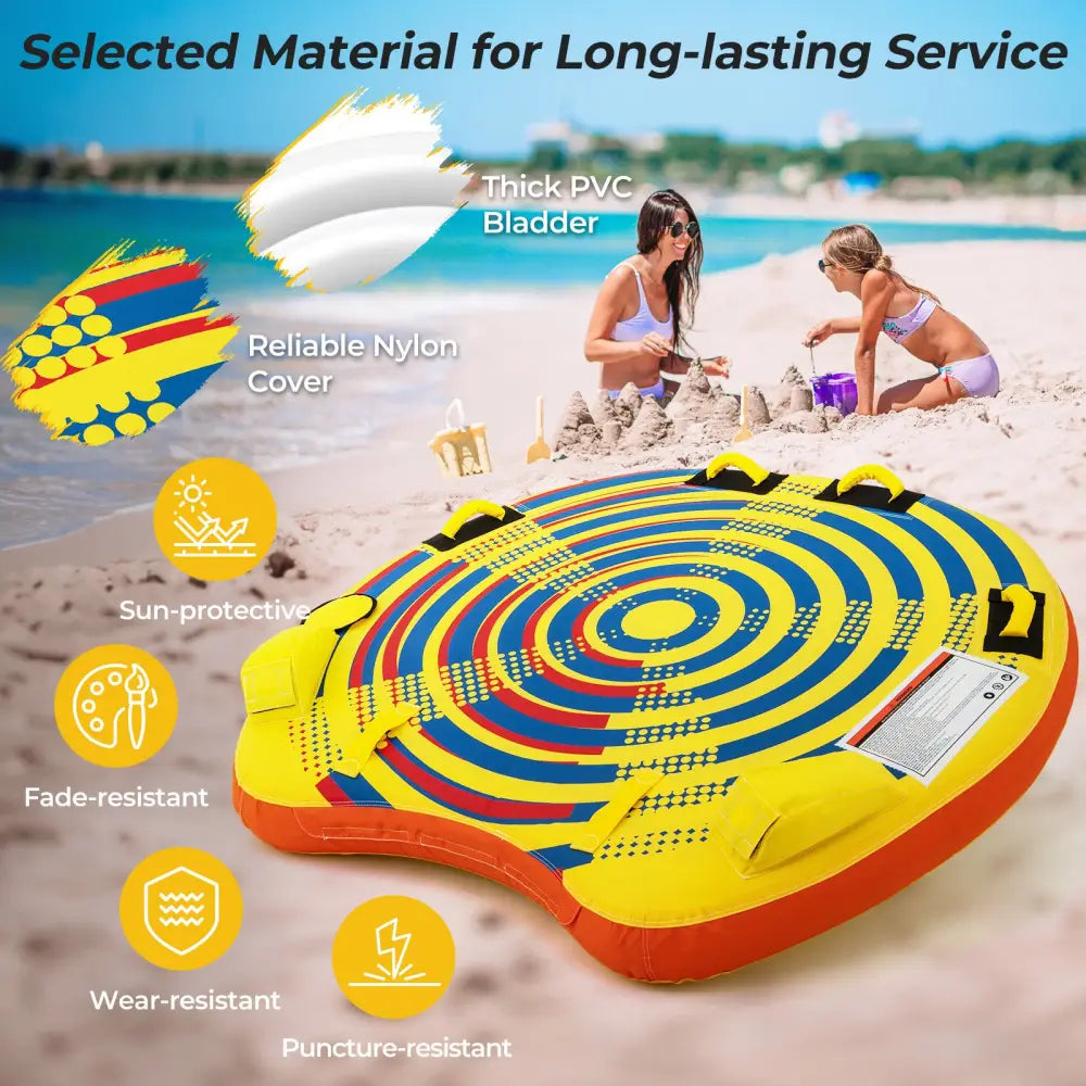 1 or 2 Person Inflatable Towable Tube for Boating with Quick Connector - Water Sports