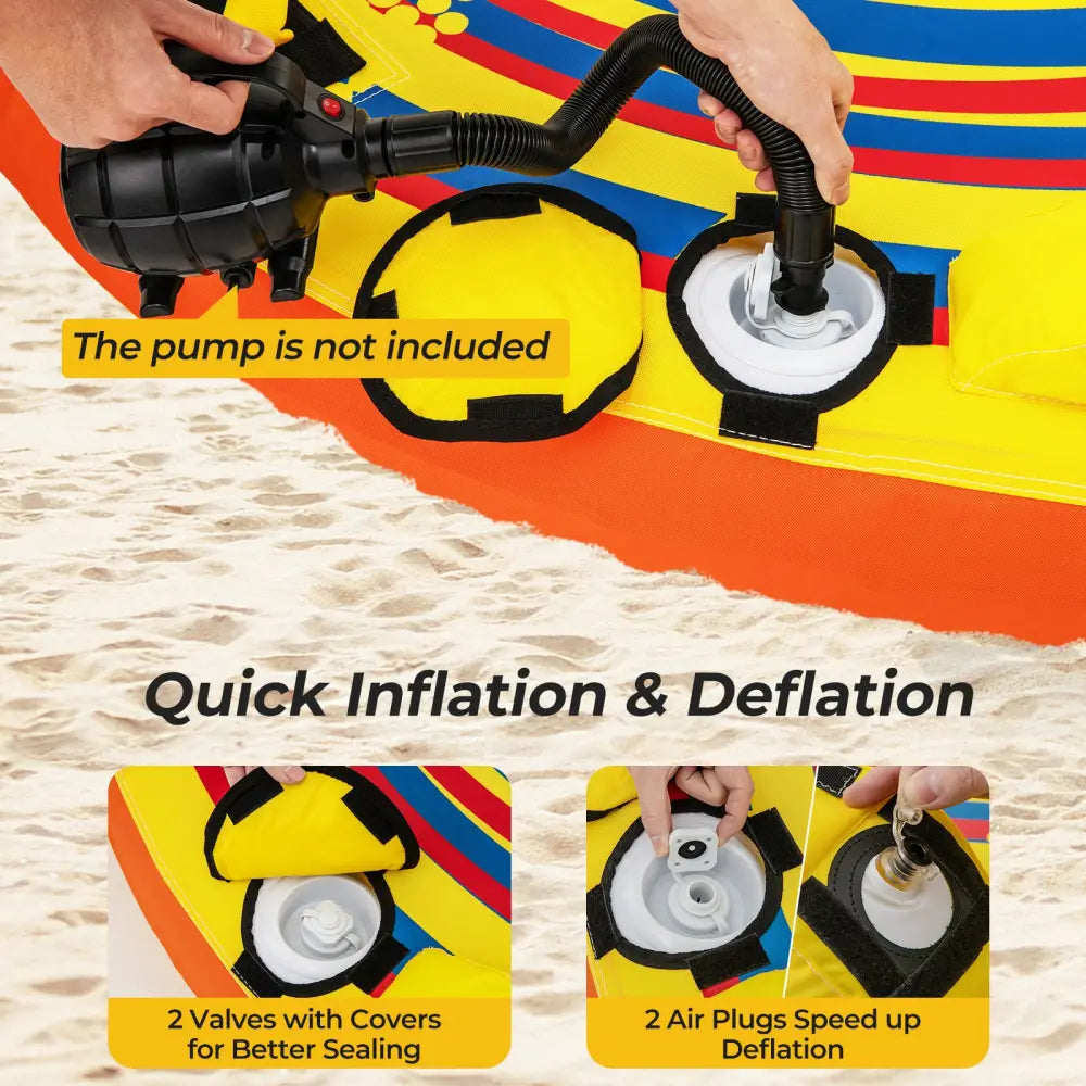 1 or 2 Person Inflatable Towable Tube for Boating with Quick Connector - Water Sports