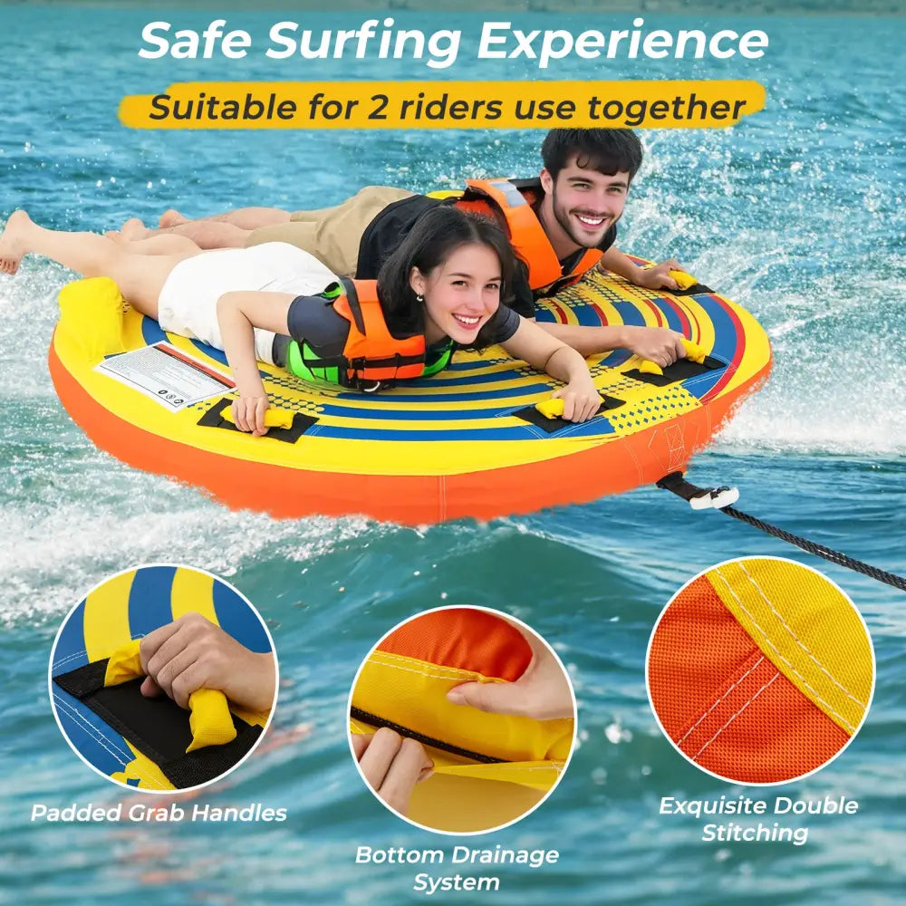 1 or 2 Person Inflatable Towable Tube for Boating with Quick Connector - Water Sports
