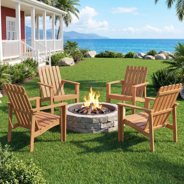1 Pack Acacia Wood Outdoor Patio Chair with Slatted Backrest and Seat Built-in Armrest - Patio Dining Chairs