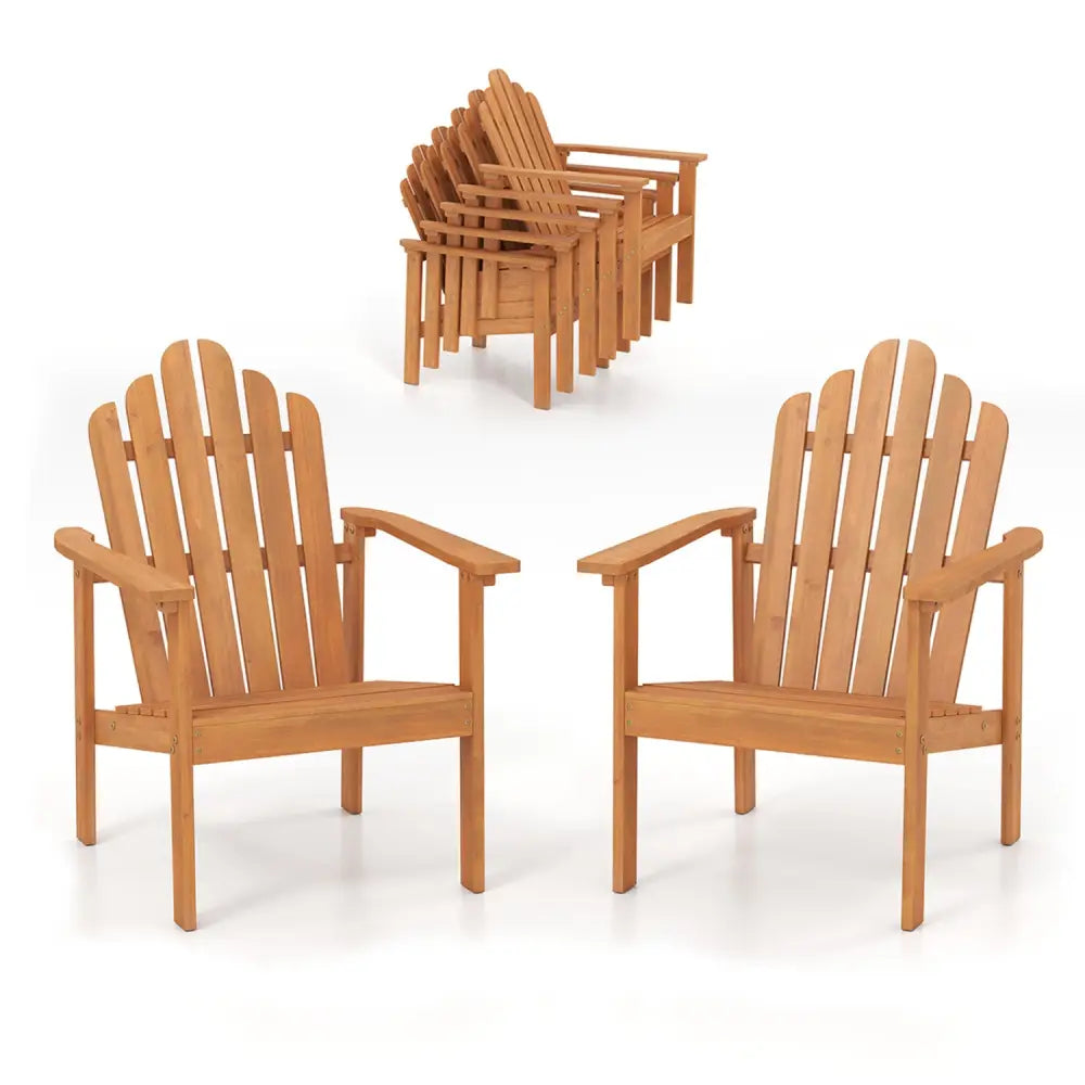 1-Pack Stackable Adirondack Chairs with Solid Acacia Wood for Patio - Adirondack Chairs
