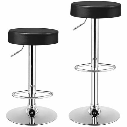 Black adjustable round bar stool with swivel seat and modern design, perfect for pub or kitchen counter by Costway.