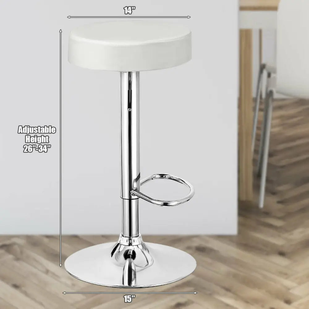 White adjustable swivel round bar stool with a modern design, ideal for pub or kitchen use by Costway.