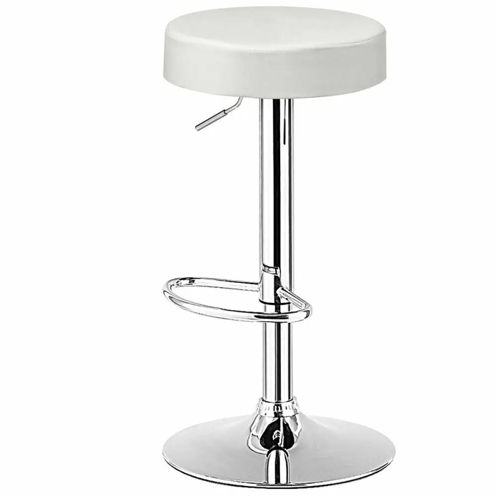 White adjustable round bar stool with swivel pub chair design by Costway, featuring a modern style and sturdy metal base.