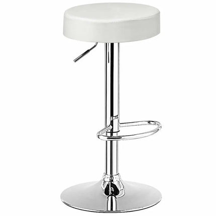 White adjustable round bar stool with swivel pub chair design from Costway, featuring a modern style and sturdy metal frame.
