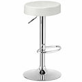 White adjustable round bar stool with swivel pub chair design from Costway, featuring a modern style and sturdy metal frame.