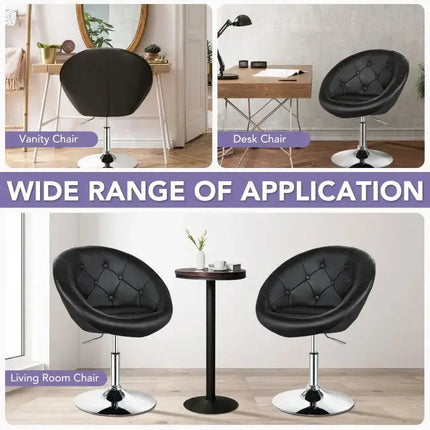 1 Piece Adjustable Modern Swivel Round Tufted-Black Costway