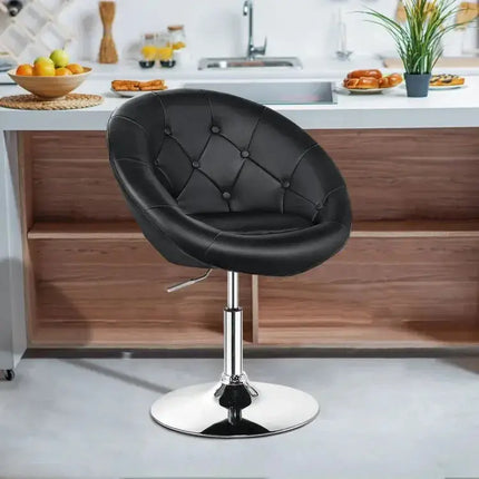 1 Piece Adjustable Modern Swivel Round Tufted-Black Costway