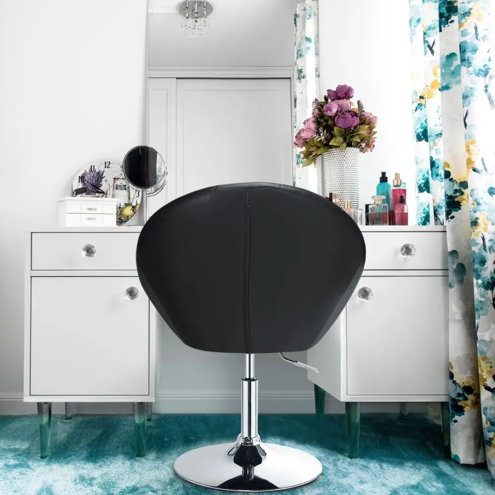 1 Piece Adjustable Modern Swivel Round Tufted-Black - Black - Bar Stools