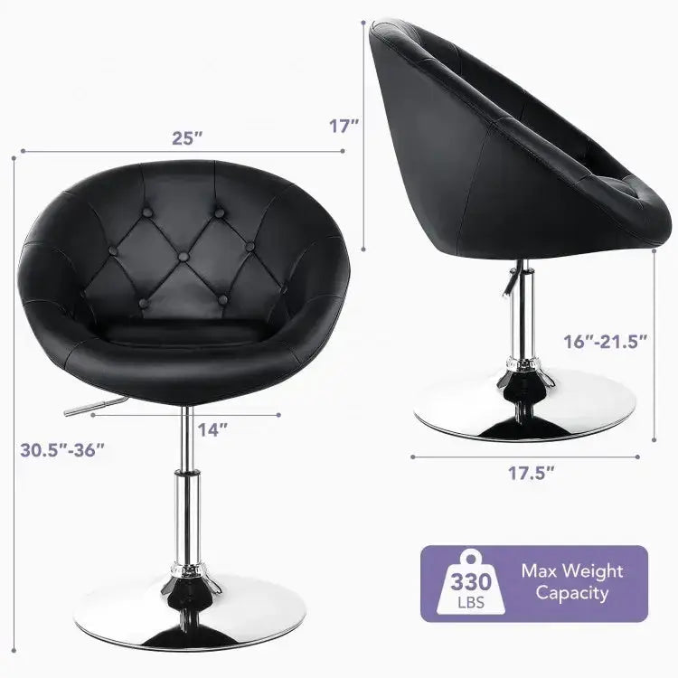 1 Piece Adjustable Modern Swivel Round Tufted-Black Costway