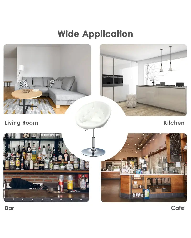 1 Piece Adjustable Modern Swivel Round Tufted-White - White - Bar Stools
