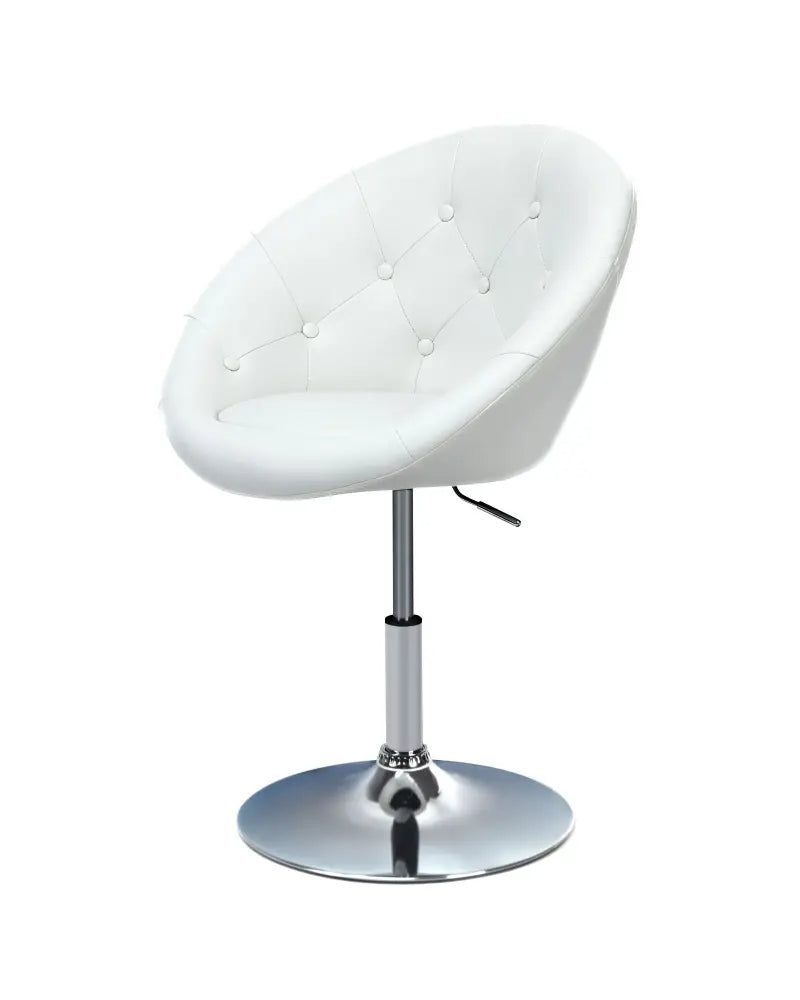 1 Piece Adjustable Modern Swivel Round Tufted-White - White - Bar Stools