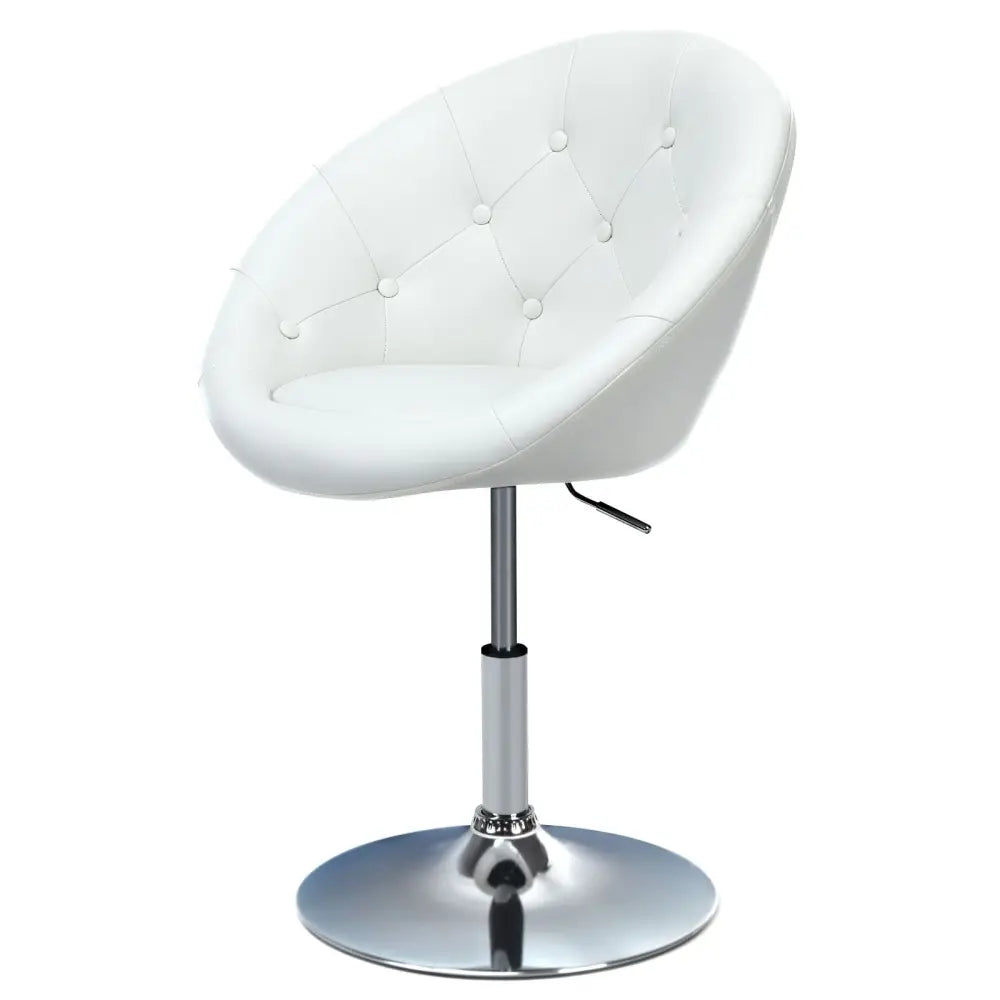 1 Piece Adjustable Modern Swivel Round Tufted-White - White - Bar Stools