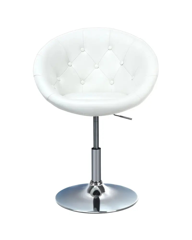 1 Piece Adjustable Modern Swivel Round Tufted-White - White - Bar Stools