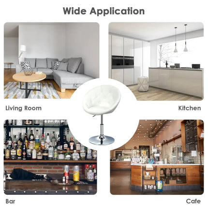 White adjustable modern swivel round tufted bar stool by Costway, featuring a sleek design and comfortable cushioned seat.