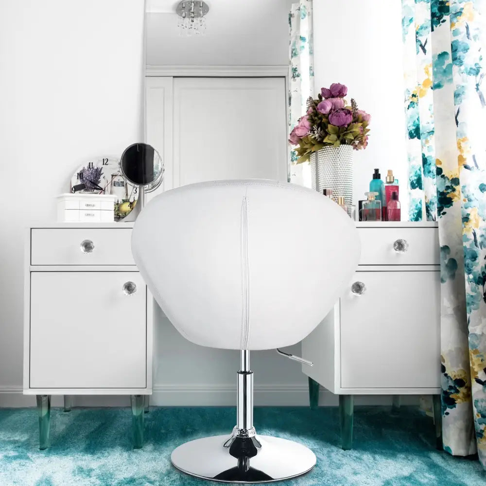 White adjustable modern swivel round tufted bar stool by Costway with a sleek design and comfortable seating.