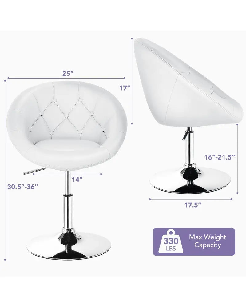 1 Piece Adjustable Modern Swivel Round Tufted-White - White - Bar Stools