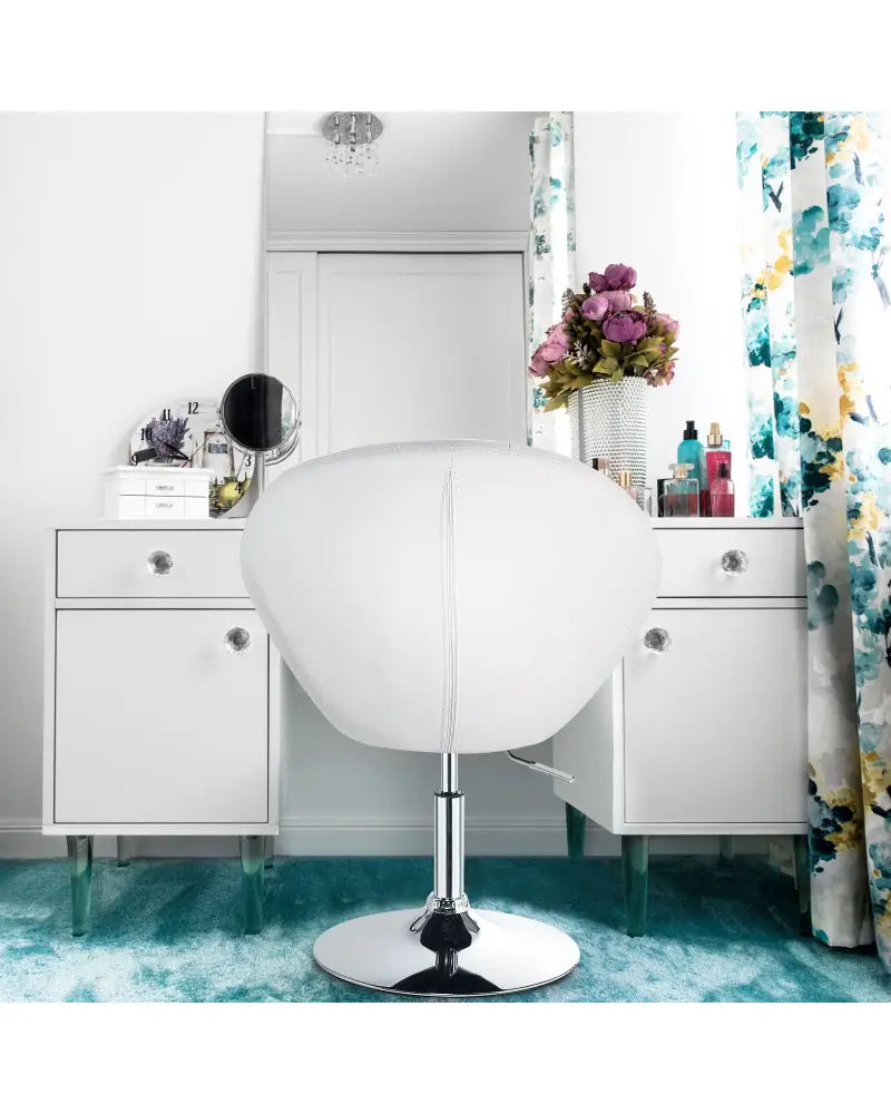 1 Piece Adjustable Modern Swivel Round Tufted-White - White - Bar Stools
