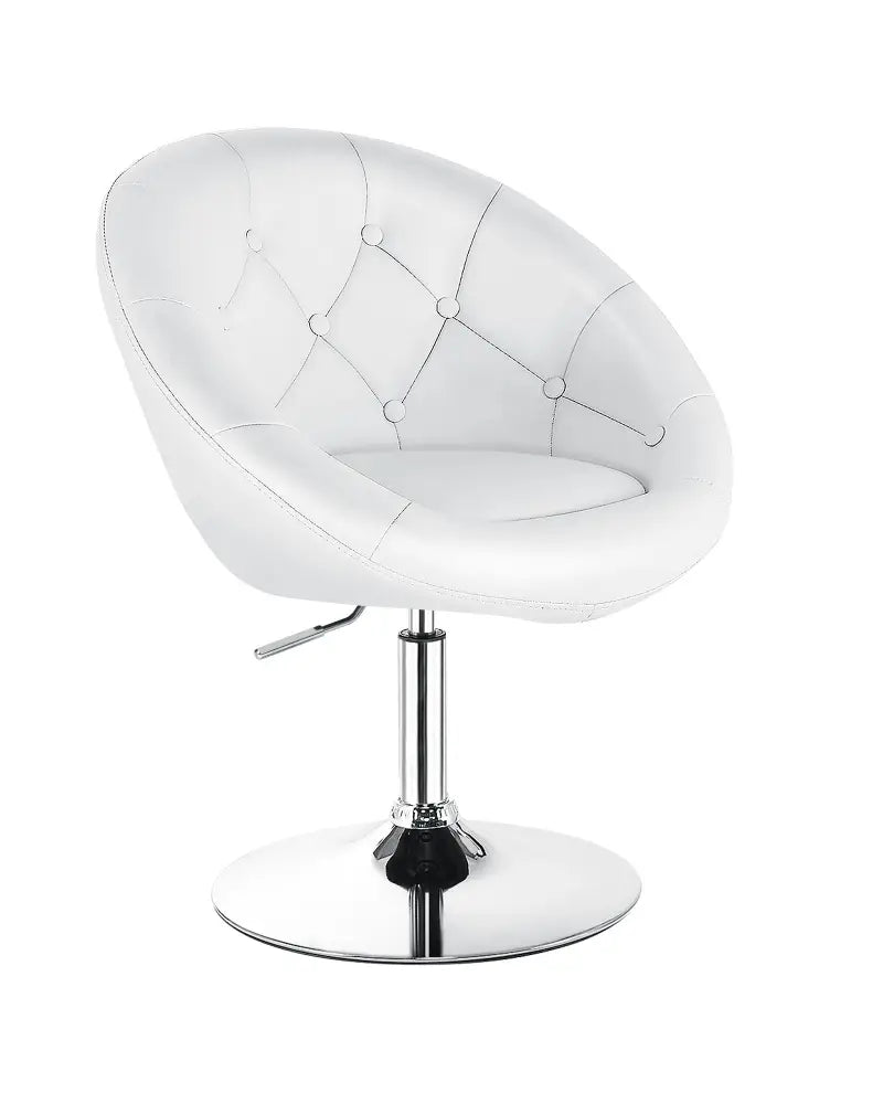 1 Piece Adjustable Modern Swivel Round Tufted-White - White - Bar Stools