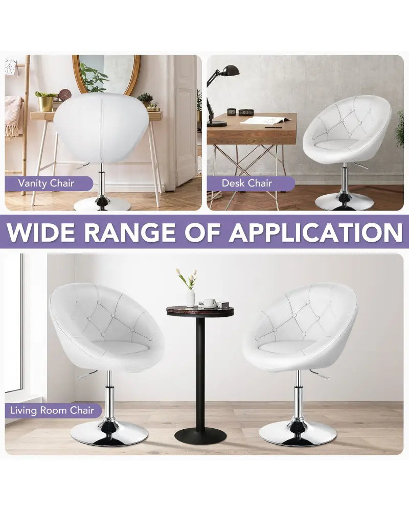 1 Piece Adjustable Modern Swivel Round Tufted-White - White - Bar Stools