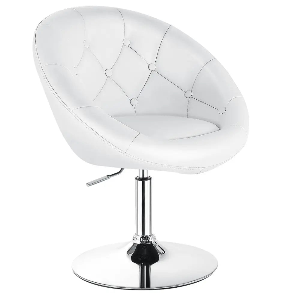 White adjustable modern swivel round tufted bar stool by Costway with a sleek, contemporary design and comfortable cushioned seat.