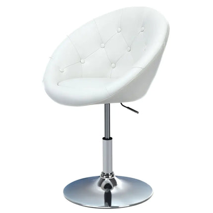 White modern swivel bar stool with round tufted seat and adjustable height, by Costway.