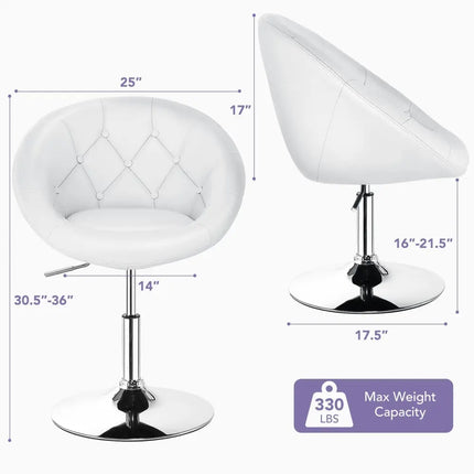 White adjustable modern swivel round tufted bar stool by Costway, featuring a sleek design and comfortable seating.