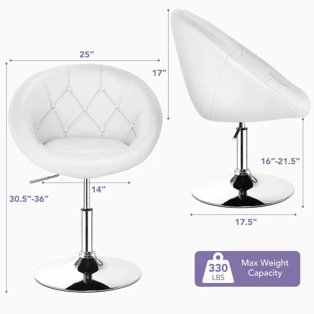 White adjustable modern swivel round tufted bar stool by Costway, featuring a sleek design and comfortable seating.