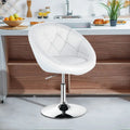 1 Piece Adjustable Modern Swivel Round Tufted-White - White - Bar Stools