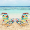 1 Piece Foldable Backpack Beach Chair with Cup Holder and Storage Pockets for Outdoor-Multicolor - Multicolor - Beach &