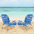 1 Piece Foldable Backpack Beach Chair with Cup Holder and Storage Pockets for Outdoor-Navy - Navy - Beach & Lawn Chairs