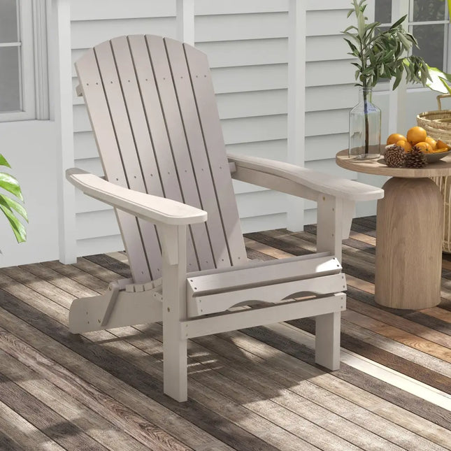 1 Piece Folding Adirondack Chair with High Backrest and Wide Armrests-Gray - Gray - Adirondack Chairs