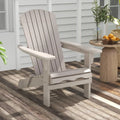 1 Piece Folding Adirondack Chair with High Backrest and Wide Armrests-Gray - Gray - Adirondack Chairs