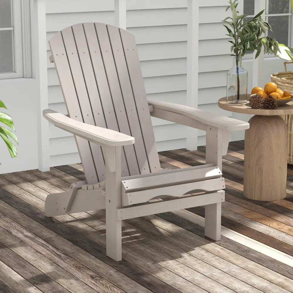 1 Piece Folding Adirondack Chair with High Backrest and Wide Armrests-Gray - Gray - Adirondack Chairs