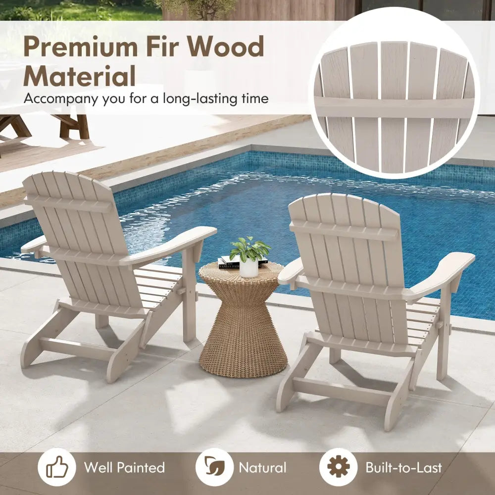 1 Piece Folding Adirondack Chair with High Backrest and Wide Armrests-Gray - Gray - Adirondack Chairs