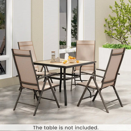 1 Piece Patio Folding Dining Chairs with 7-Level Adjustable High Backrest-Coffee - Coffee - Beach & Lawn Chairs
