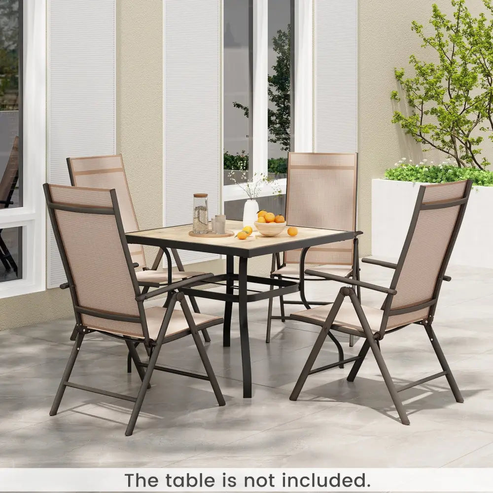 1 Piece Patio Folding Dining Chairs with 7-Level Adjustable High Backrest-Coffee - Coffee - Beach & Lawn Chairs