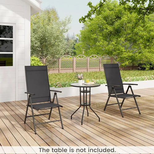 1 Piece Patio Folding Dining Chairs with 7-Level Adjustable High Backrest-Black - Black - Beach & Lawn Chairs