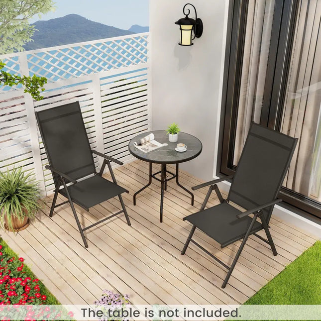 1 Piece Patio Folding Dining Chairs with 7-Level Adjustable High Backrest-Black - Black - Beach & Lawn Chairs